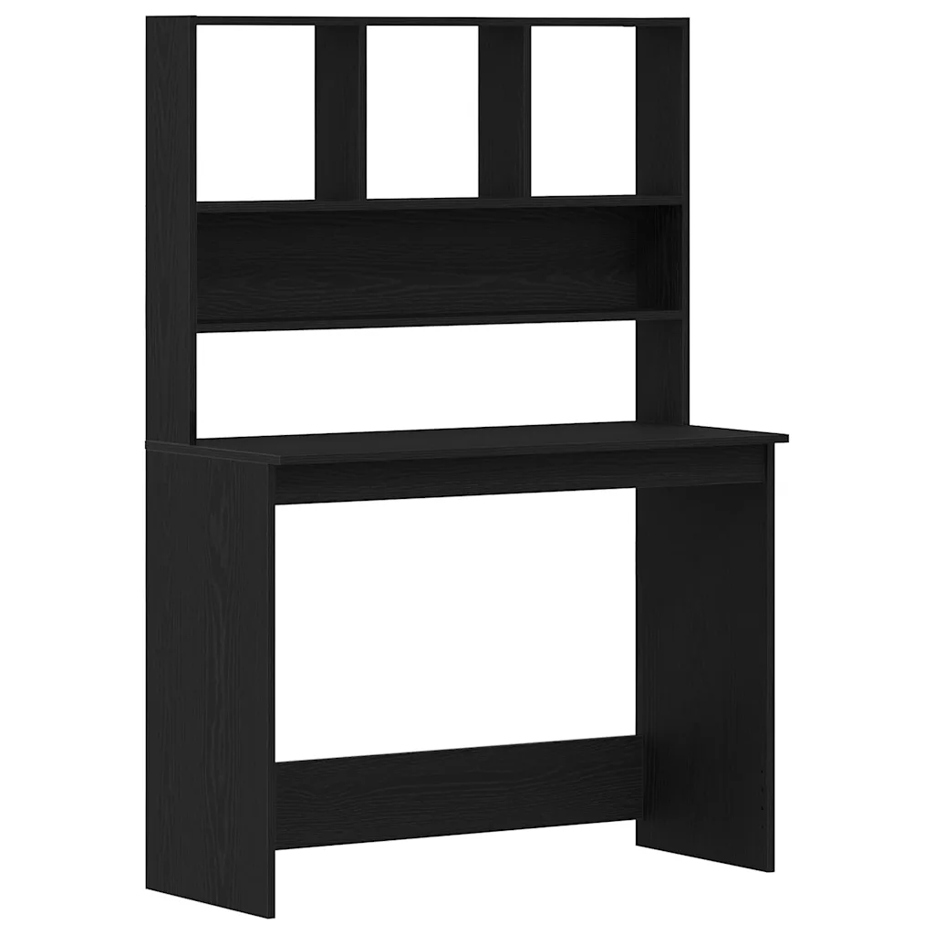 Bureau met schappen zwart eiken 102 x 45 x 148 cm - Afbeelding 2