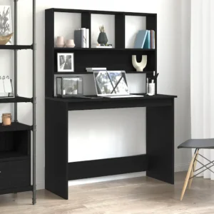 vidaXL Bureau met schappen zwart eiken 102 x 45 x 148 cm