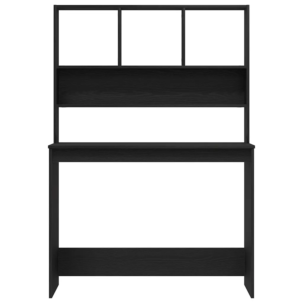 Bureau met schappen zwart eiken 102 x 45 x 148 cm - Afbeelding 4