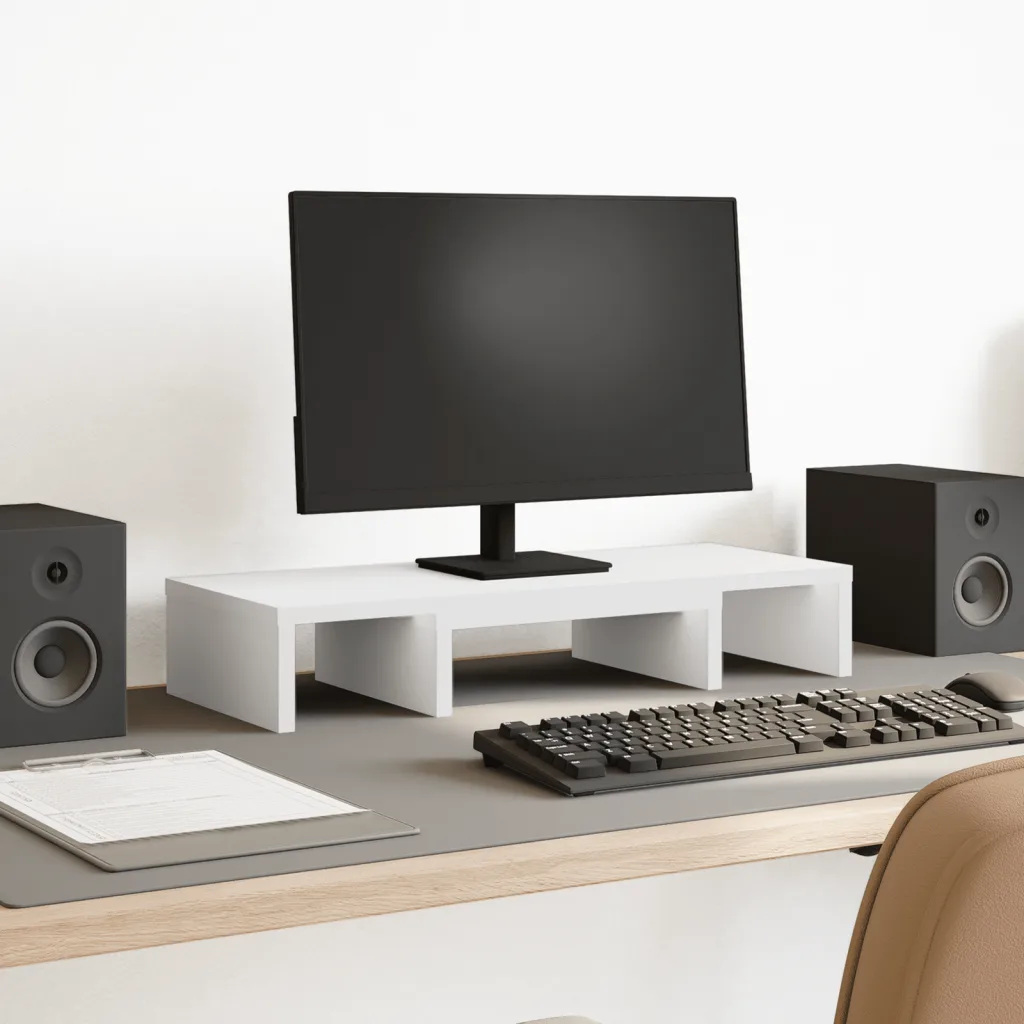 vidaXL Verstelbare monitorstandaard wit 60 x 24 x 10,5 cm
