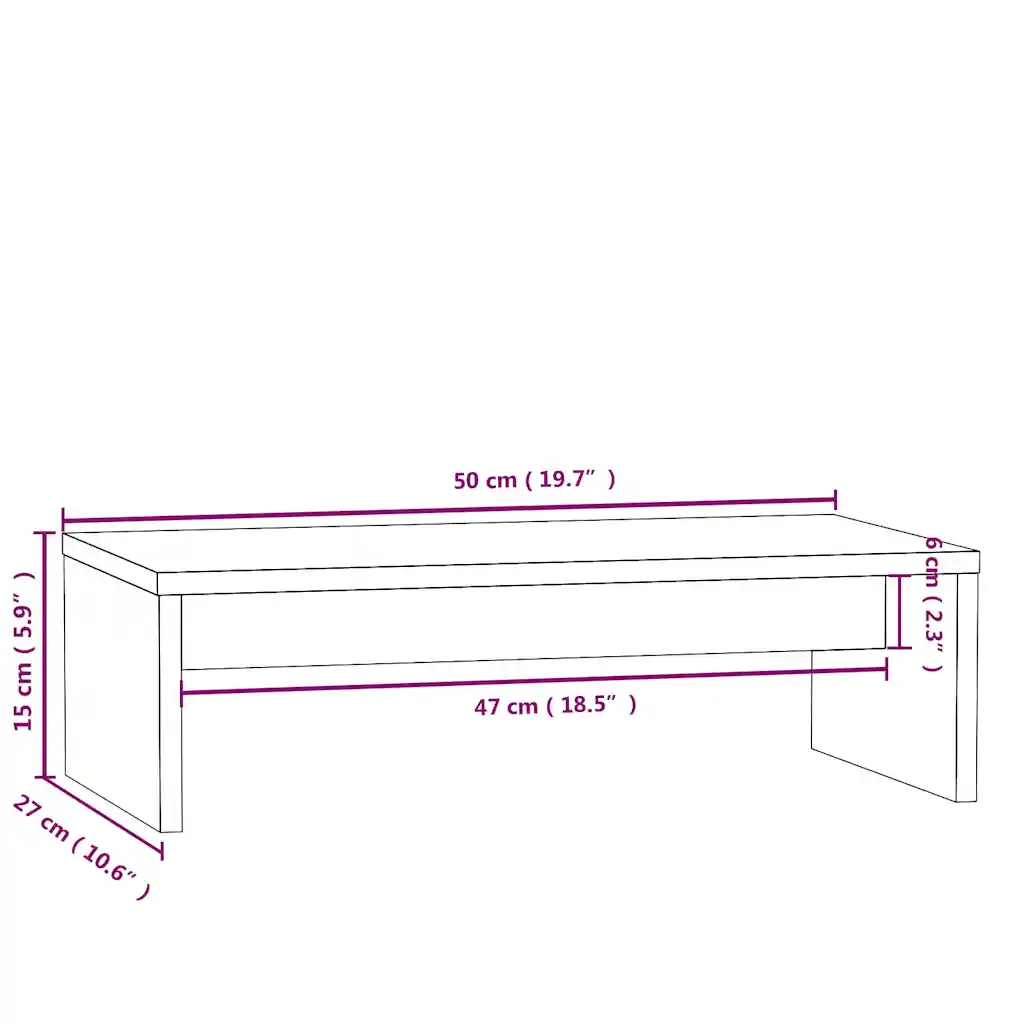Monitorstandaard massief grenenhout 50 x 27 x 15 cm - Afbeelding 8