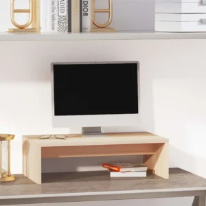 vidaXL Monitorstandaard massief grenenhout 50 x 27 x 15 cm