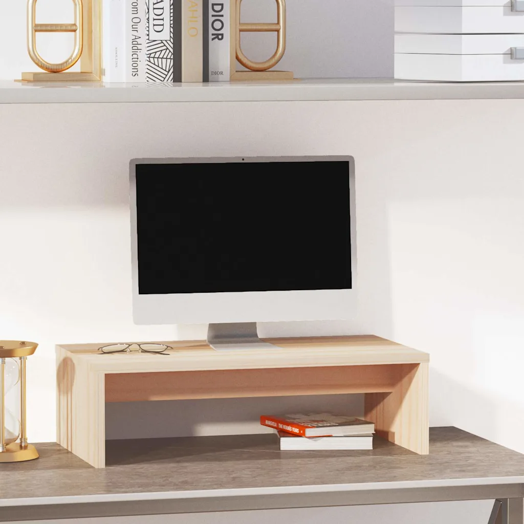 vidaXL Monitorstandaard massief grenenhout 50 x 27 x 15 cm