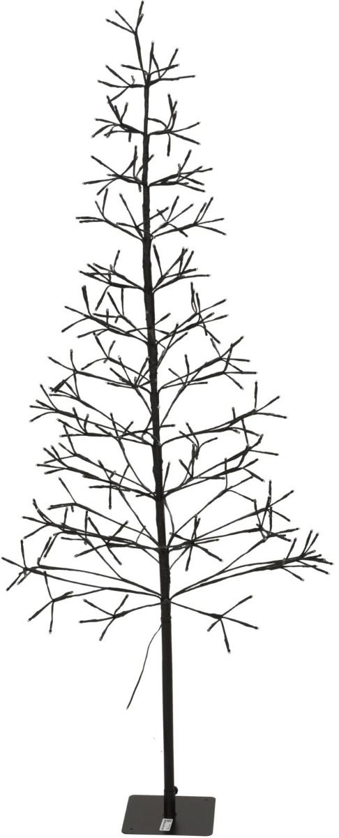 Onverlichte lichtboom van 150 cm met fijne donkere takken en een metalen voet.