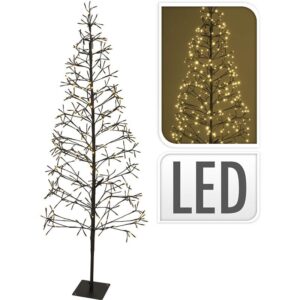 Lichtboom van 180 cm op metalen standaard, met een detail van brandende warmwitte leds.