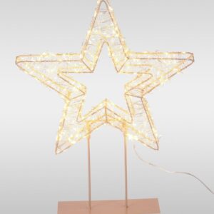 Verlichte kerstster van 37 cm op een taupekleurige standaard