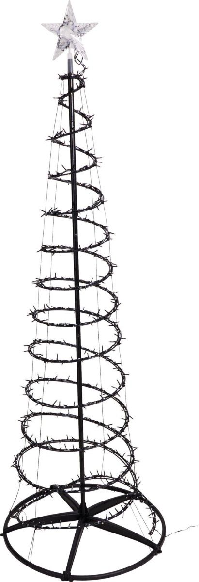 Zwart spiraalframe van de LED kerstboom van 180 cm met ster en ronde voet