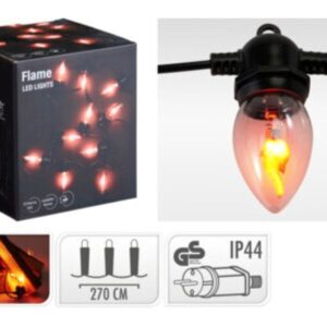Vlamverlichting met detail van een brandend LED-lampje en de verpakking