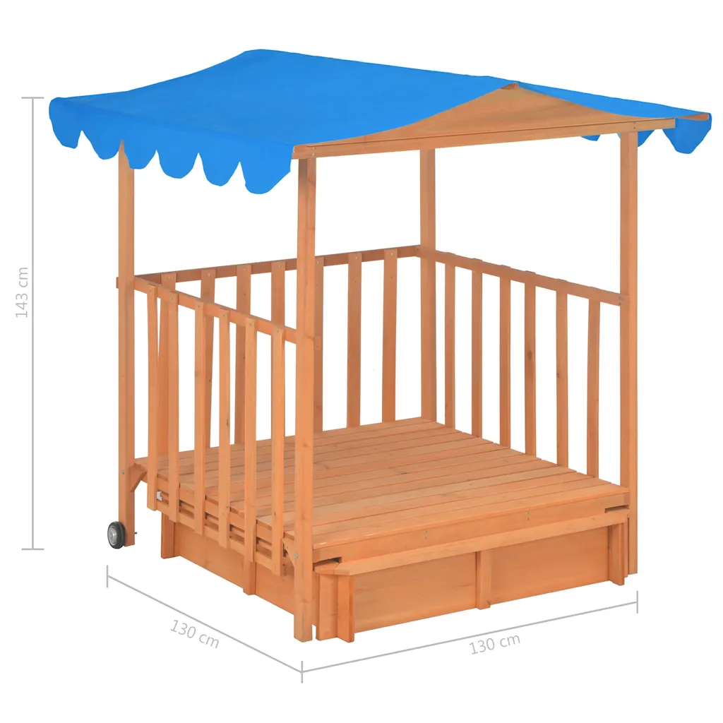 Speelhuis met zandbak en blauw UV50-dak