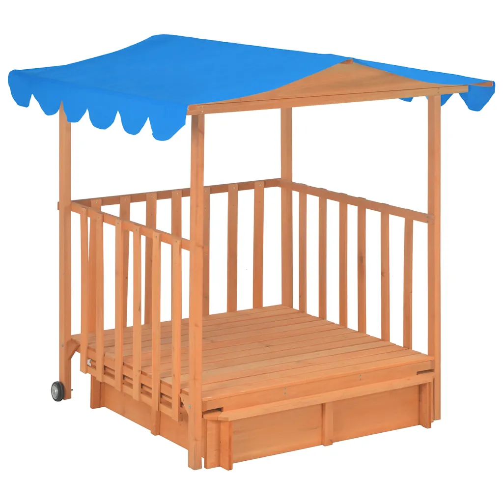 Speelhuis met zandbak en blauw UV50-dak