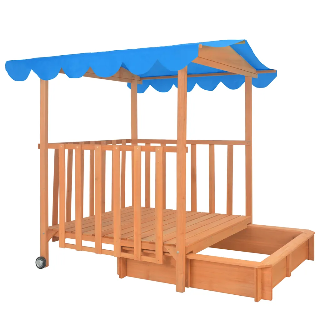 Speelhuis met zandbak en blauw UV50-dak