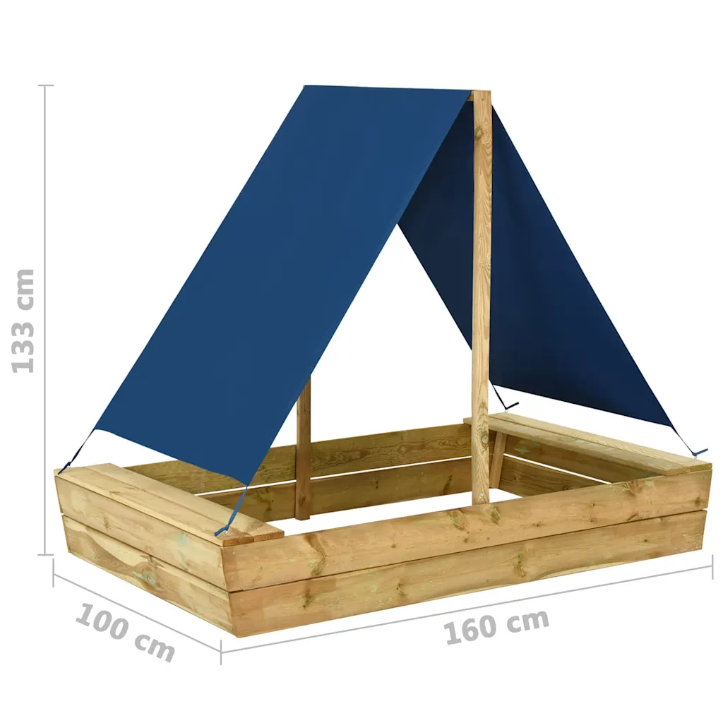 Zandbak met dak – grenenhout 160 × 100 cm