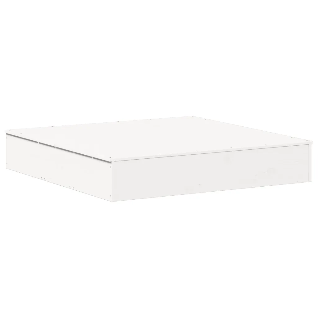 Zandbak met deksel – wit grenenhout 111 × 111 cm