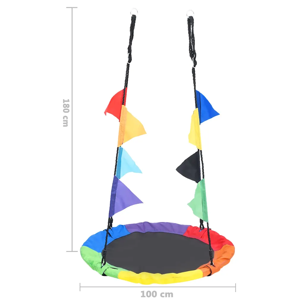 Nestschommel met vlaggetjes – regenboog 100 cm