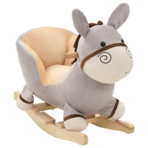 Hobbeldier ezel met rugleuning – grijs pluche